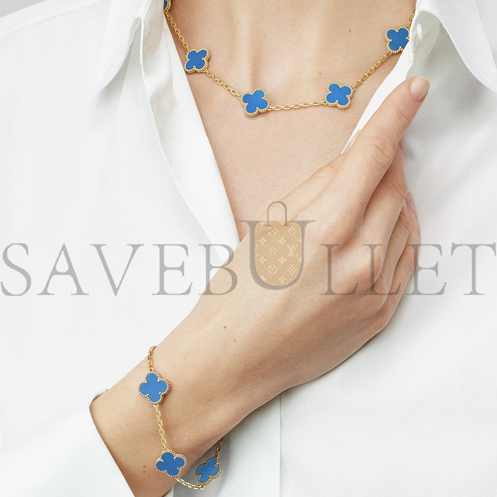 VAN CLEEF ARPELS VINTAGE ALHAMBRA BRACELET, 5 MOTIFS - YELLOW GOLD, AGATE  VCARP34900